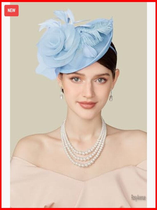 Derby Pillbox Fascinator Hat with Mesh Feathers Hair Clip Headband